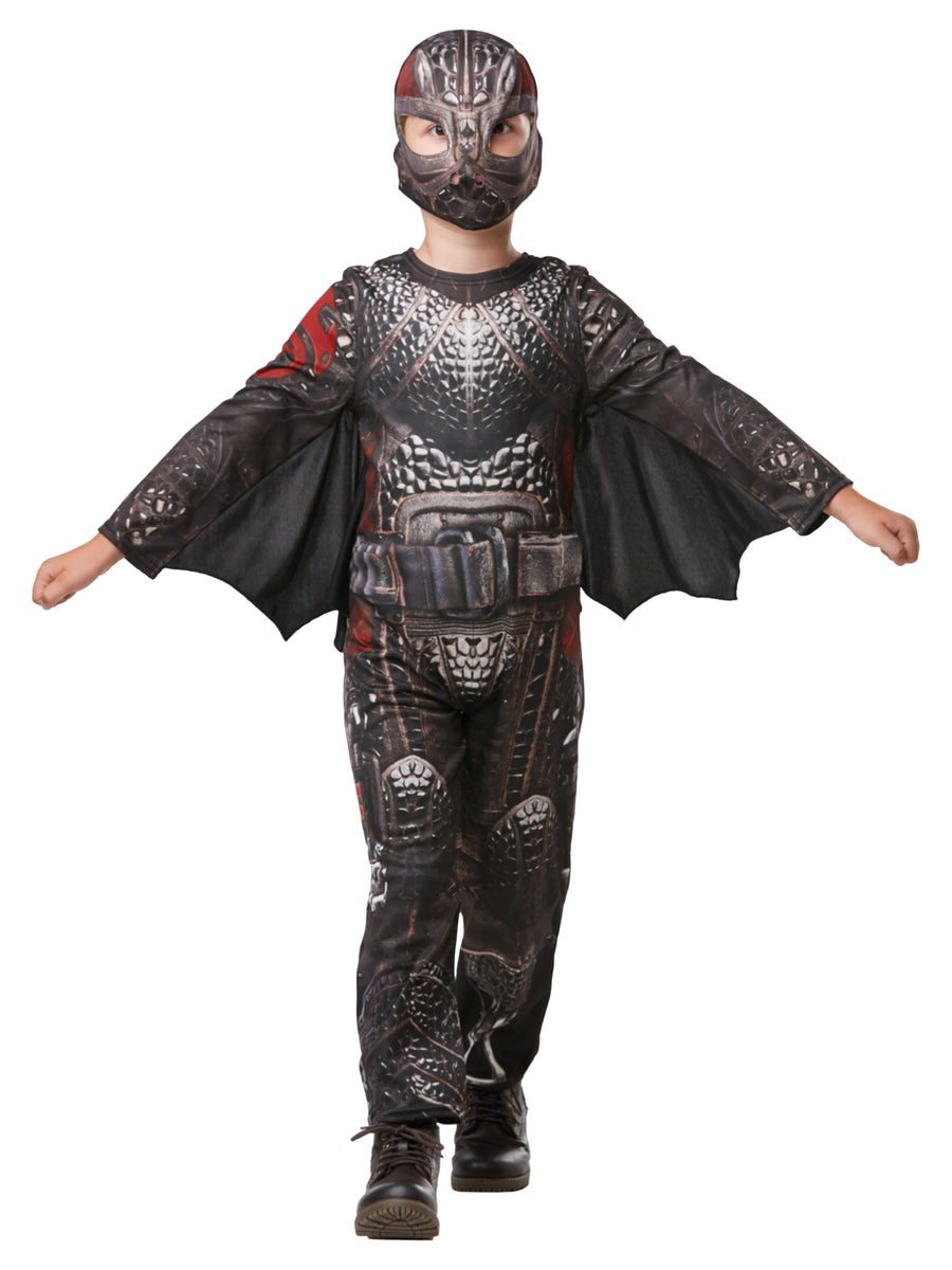Rubies Hiccup Kinderkostüm im Battlesuit-Design mit Overall, Flügeln und Snood – Detailansicht