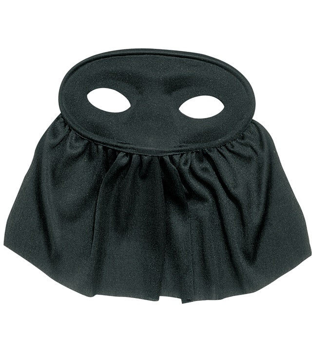Schwarze Augenmaske mit feinem Schleier auf weißem Hintergrund