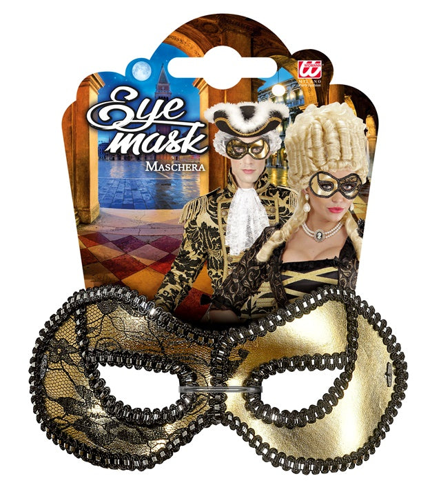 Elegante schwarze Augenmaske mit filigranem Spitzenbesatz für Fasnacht