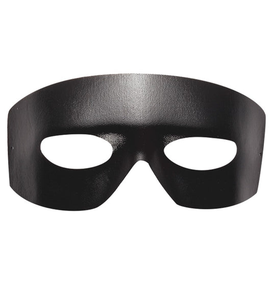 Schwarze Caballero Augenmaske aus Kunstleder für Fasnacht und Karneval