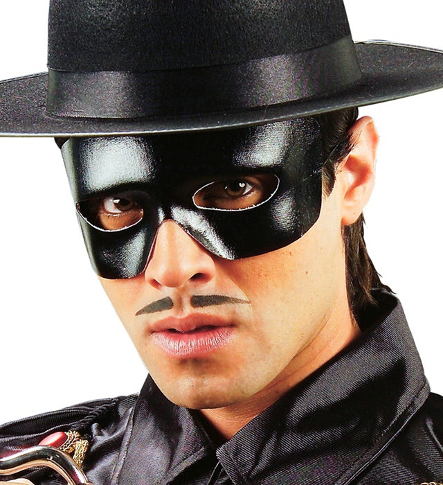 Schwarze Caballero Augenmaske aus Kunstleder für Fasnacht und Karneval