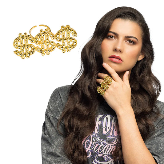 Tripple Dollar Ring in Gold mit Strass