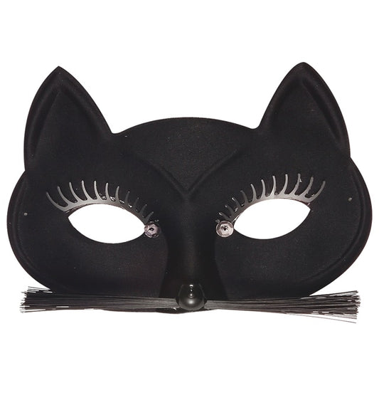 Schwarze Katzen-Augenmaske aus leichtem Material mit elastischem Band
