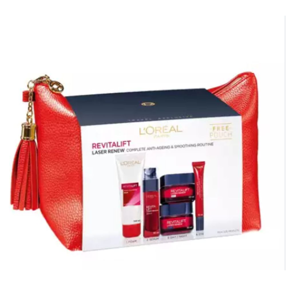 Set L'Oreal Paris: Revitalift Laser Renew, Cleansing, Cleansing Foam, 100 ml + Revitalift Laser Renew, Anti-Wrinkle, Eye Cream, 15 g + Revitalift Laser Renew, Serum, For Face, 30 ml + Revitalift Laser Renew, Hyaluronic Acid, Anti-Wrinkle, Night,