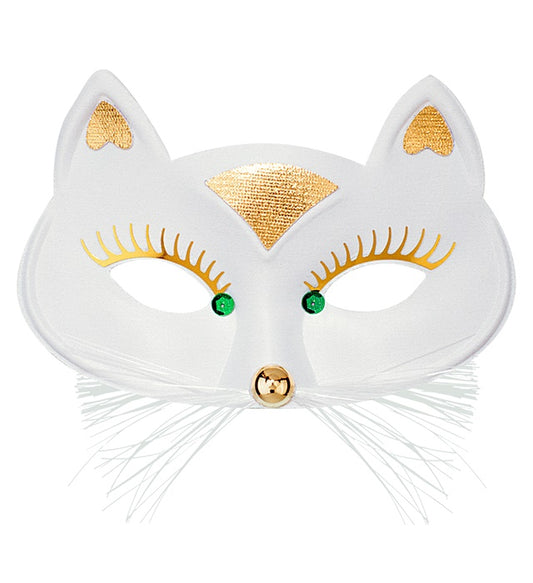 Weiße Katzen Augenmaske für Fasnacht und Karneval
