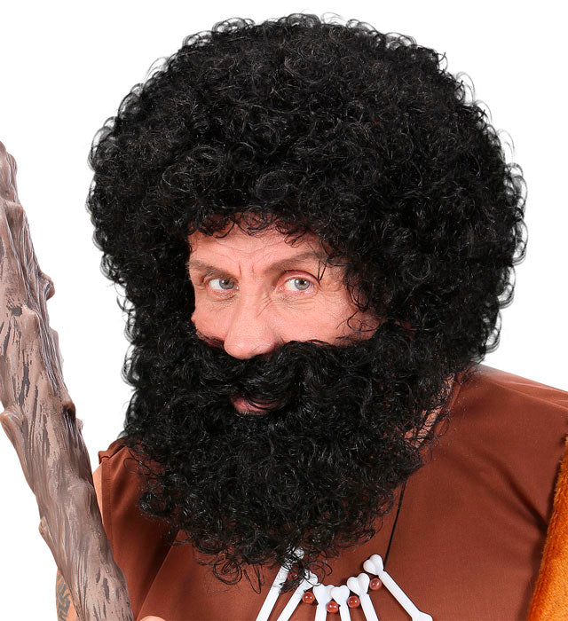 Schwarze Knecht Ruprecht Perücke und Bart Set für Fasnacht