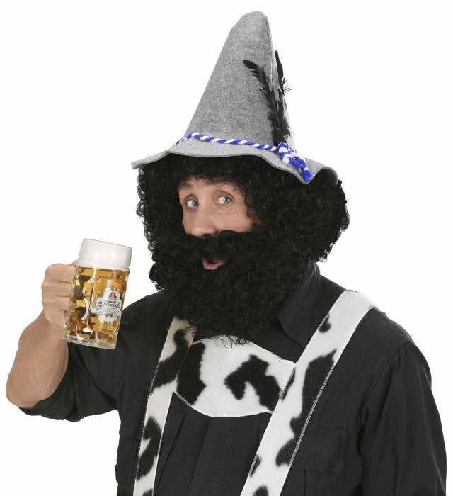 Schwarze Knecht Ruprecht Perücke und Bart Set für Fasnacht