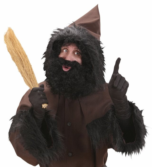 Schwarze Knecht Ruprecht Perücke und Bart Set für Fasnacht
