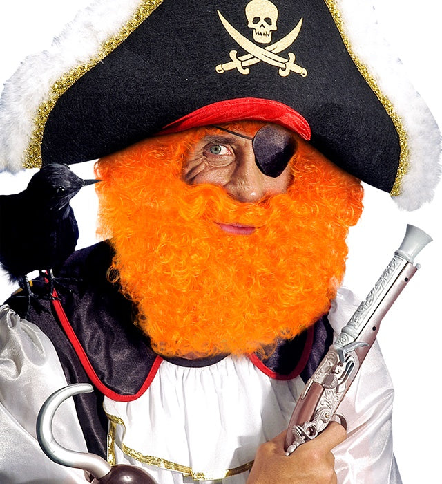 Lockige orange Perücke mit Bart im schottischen und irischen Stil