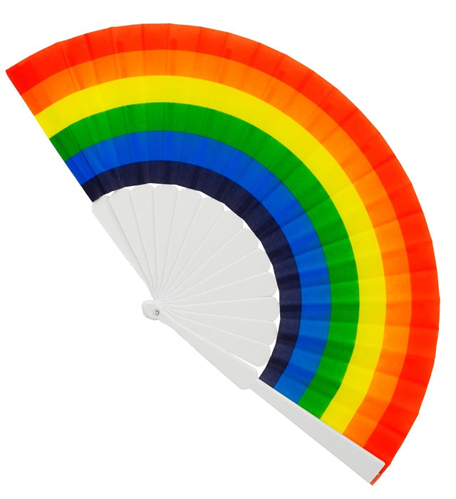 Bunter Regenbogen Fächer mit leuchtenden Farben, ideal für Fasnacht und Karneval