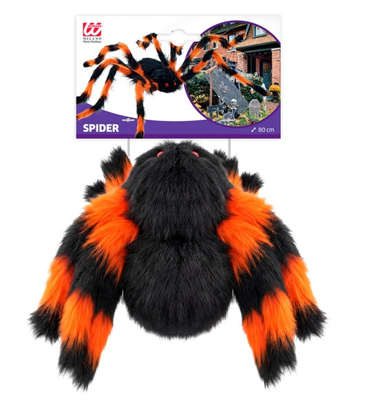 Schwarze Spinne mit orangefarbenen haarigen biegsamen Beinen, 80 cm groß
