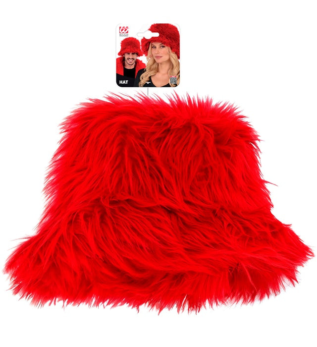 Roter Plüsch Anglerhut für Fasnacht und Karneval