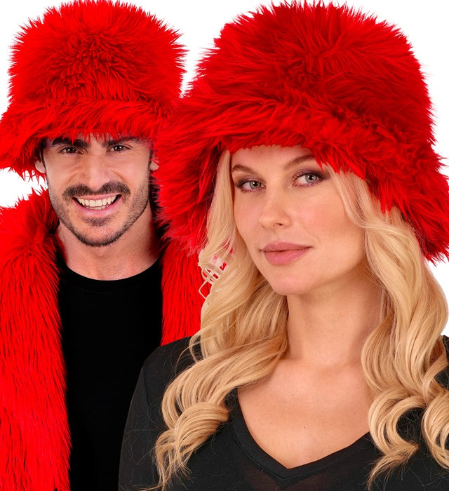 Roter Plüsch Anglerhut für Fasnacht und Karneval