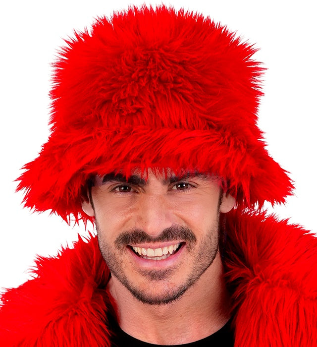 Roter Plüsch Anglerhut für Fasnacht und Karneval