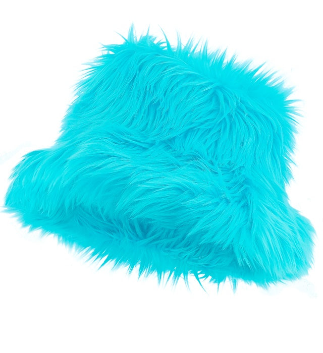 Türkiser Plüsch Anglerhut für Fasnacht und Karneval
