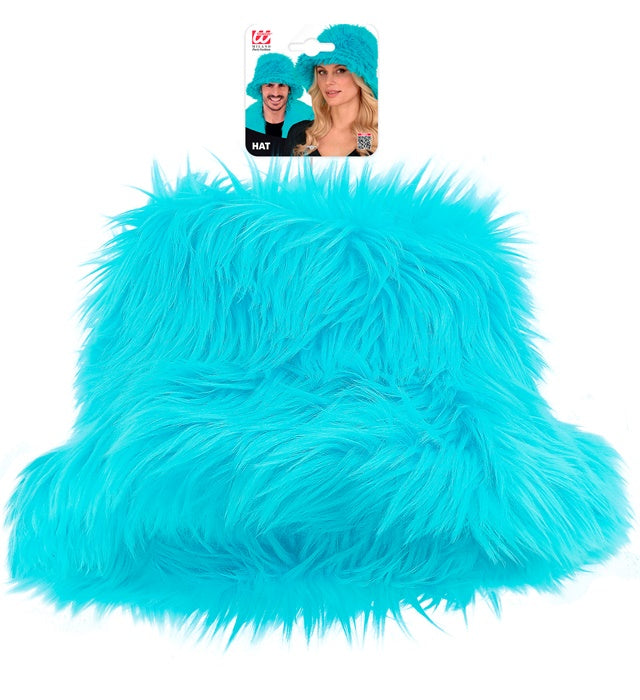 Türkiser Plüsch Anglerhut für Fasnacht und Karneval