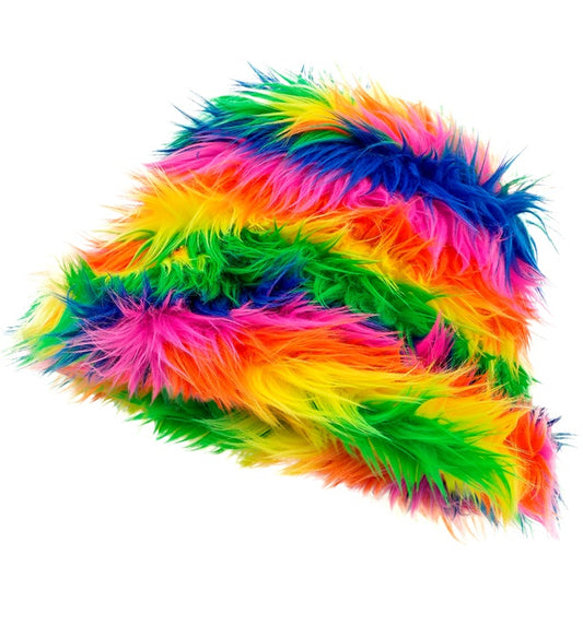 REGENBOGEN PLÜSCH ANGLERHUT Regenbogen