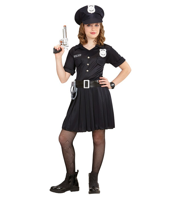 Polizistin Kostüm bestehend aus Kleid, Gürtel und Mütze für Fasnacht und Karneval