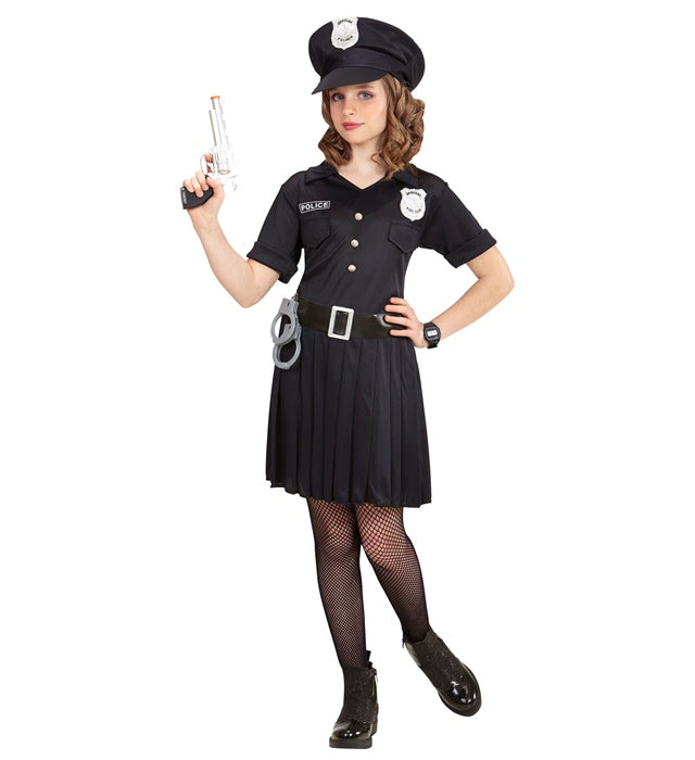 Polizistin Kostüm bestehend aus Kleid, Gürtel und Mütze für Fasnacht und Karneval