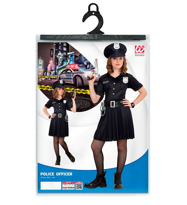 Polizistin Kostüm bestehend aus Kleid, Gürtel und Mütze für Fasnacht und Karneval