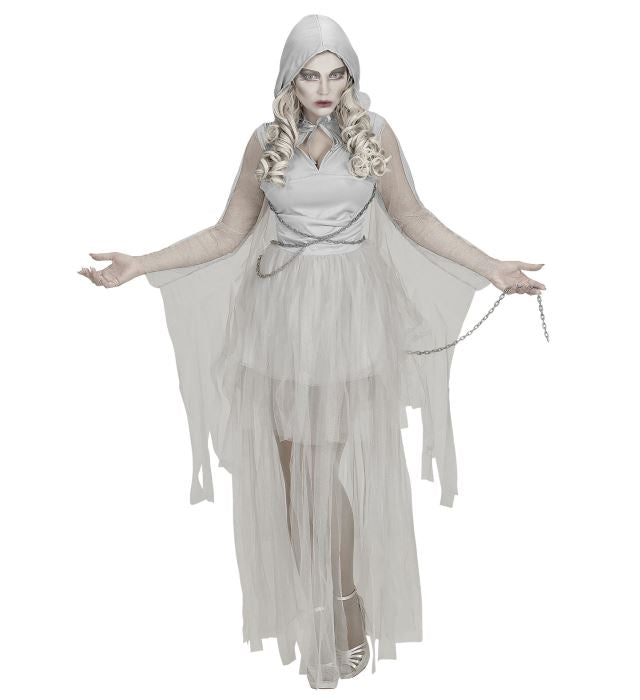Geisterkleid mit Kapuze und Ketten für Fasnacht und Halloween