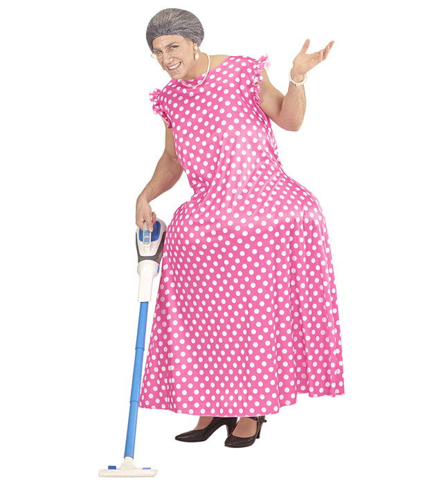 Fatsuit dicke Oma Kostüm mit Kleid, Fasnacht Outfit