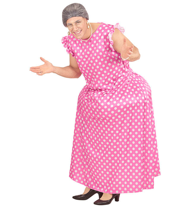 Fatsuit dicke Oma Kostüm mit Kleid, Fasnacht Outfit