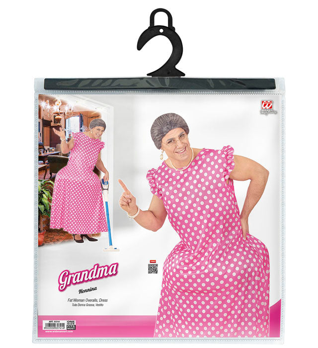 Fatsuit dicke Oma Kostüm mit Kleid, Fasnacht Outfit