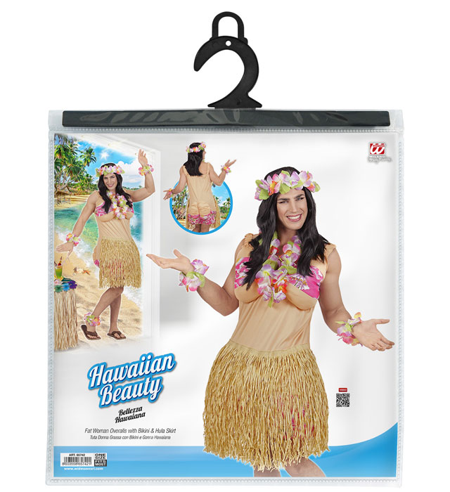 Fasnachtskostüm Fatsuit Hawaiianische Schönheit mit Bikini und Hawaii-Rock