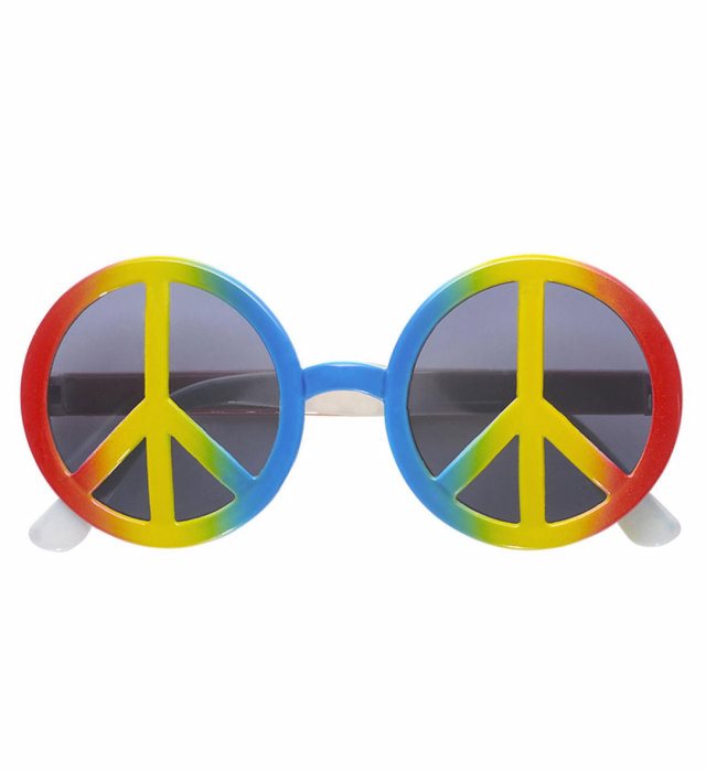 LOVE & PEACE Brille mit bunten Gläsern für Fasnacht und Karneval