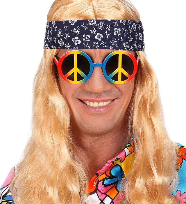 LOVE & PEACE Brille mit bunten Gläsern für Fasnacht und Karneval