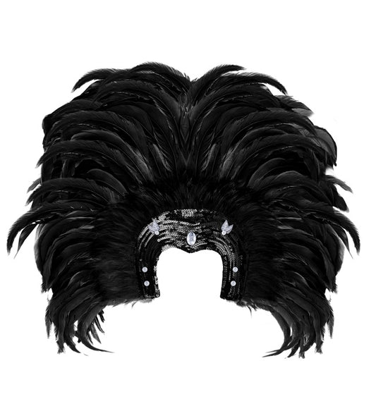 Schwarzer Federkopfschmuck für Fasnacht und Karneval