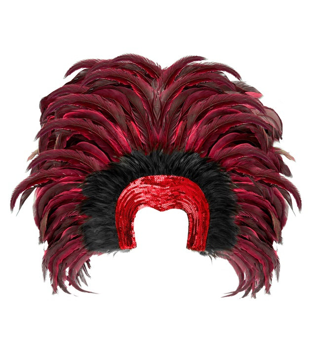 Roter Federkopfschmuck im Brazil-Stil für Fasnacht und Karneval