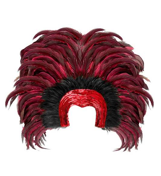 Roter Federkopfschmuck im Brazil-Stil für Fasnacht und Karneval
