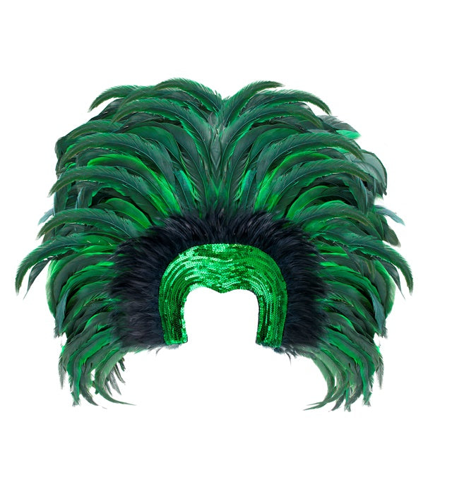Grüner Federkopfschmuck im Brazil-Stil für Fasnacht und Karneval