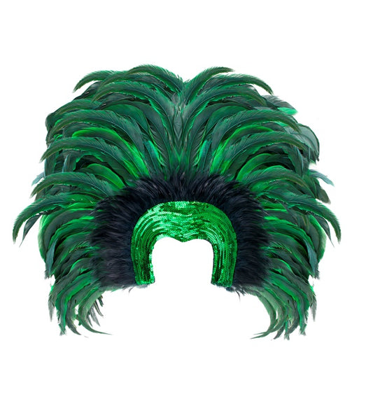 Grüner Federkopfschmuck im Brazil-Stil für Fasnacht und Karneval