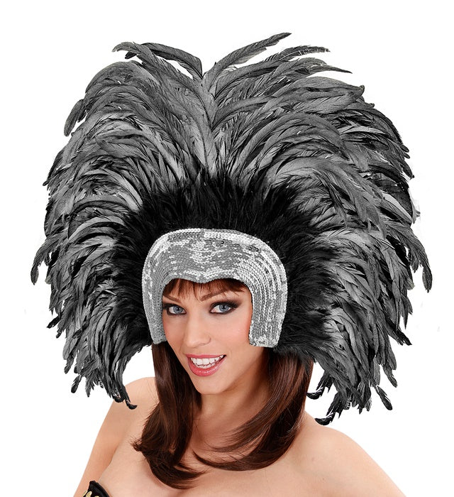Silberner Federkopfschmuck im Brasilien-Stil für Fasnacht und Karneval