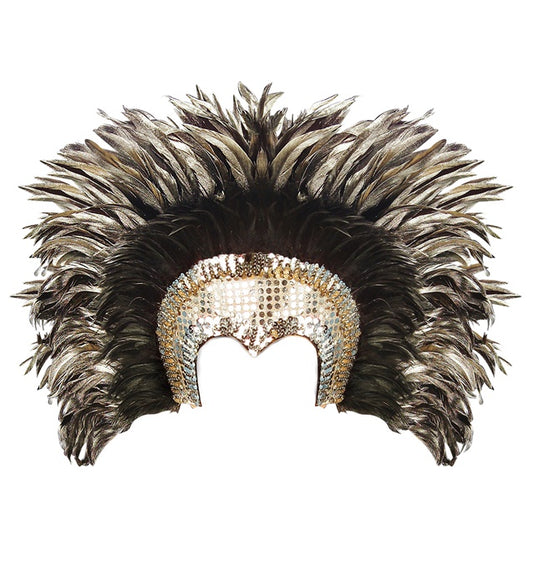 Silberner Federkopfschmuck mit eleganten Federn für Fasnacht