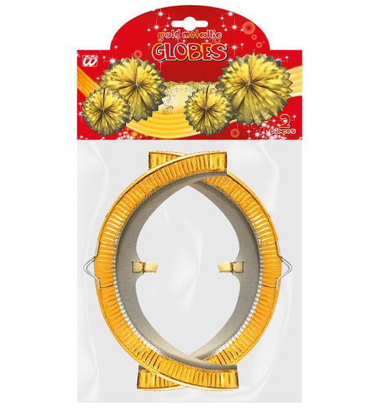 Set aus zwei metallisierten goldfarbenen Globus-Dekorationen mit 25 cm Durchmesser