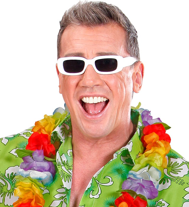 Weiße Sängerbrille als Kostümzubehör für Fasnacht und Karneval