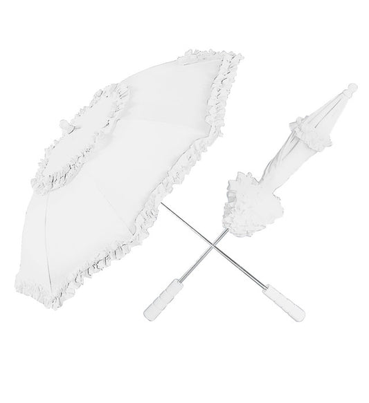 Weißer Schirm Belle Époque mit ca. 72 cm Durchmesser vor neutralem Hintergrund