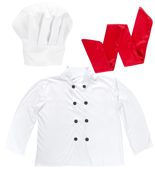 Koch Kostüm-Set mit Mütze, Jacke und Halstuch für Fasnacht