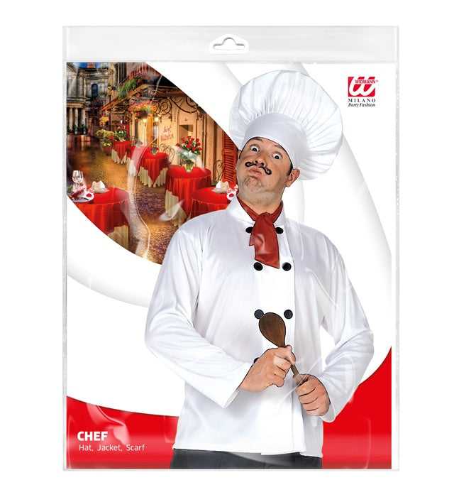 Koch Kostüm-Set mit Mütze, Jacke und Halstuch für Fasnacht