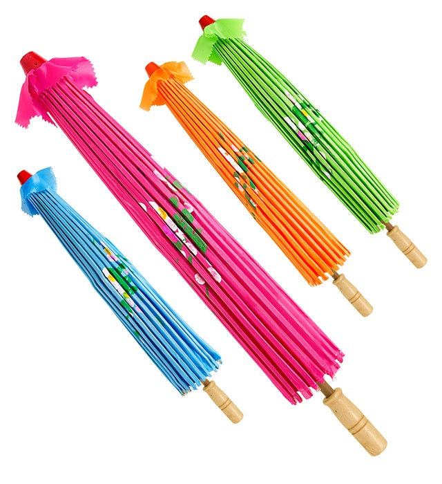 Orientalischer Sonnenschirm aus Seide mit Holzstruktur in vier Farben, Durchmesser 76 cm