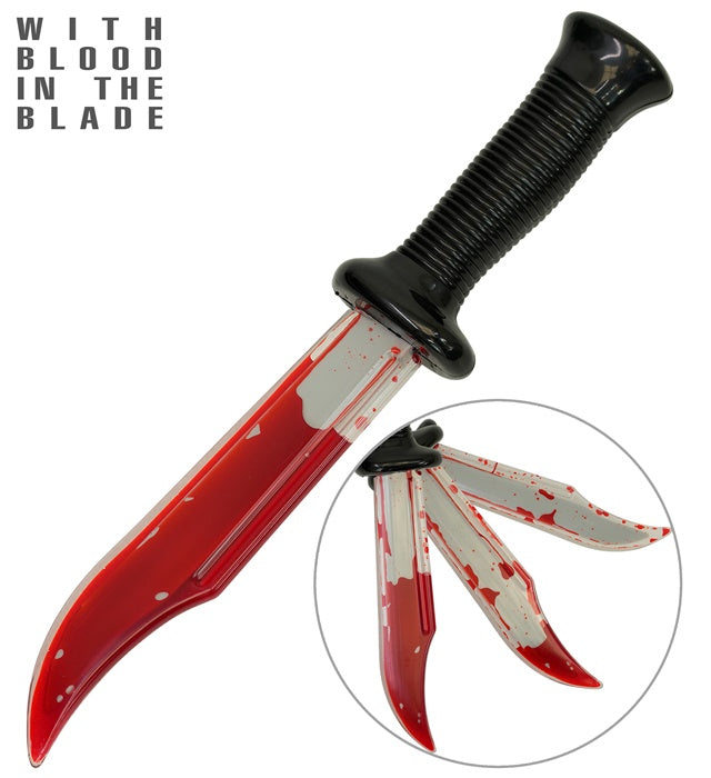 Blutiges Messer 34 cm mit realistischem Bluteffekt als Kostümzubehör