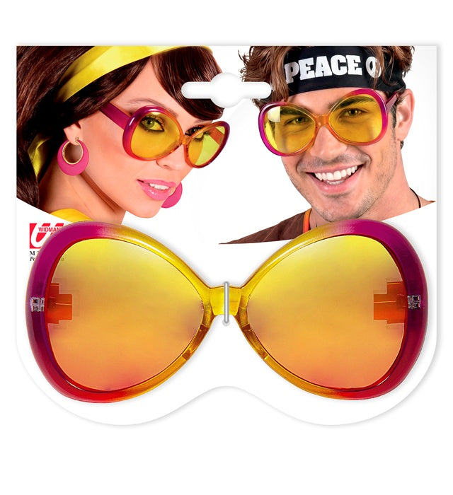 SUGAR BABE Brille mit pink-gelbem Rahmen als Fasnacht-Accessoire