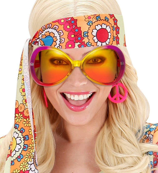 SUGAR BABE Brille mit pink-gelbem Rahmen als Fasnacht-Accessoire
