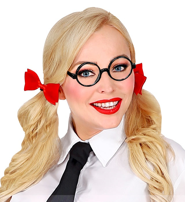 Runde schwarze Studentenbrille als Fasnacht- und Karneval-Accessoire