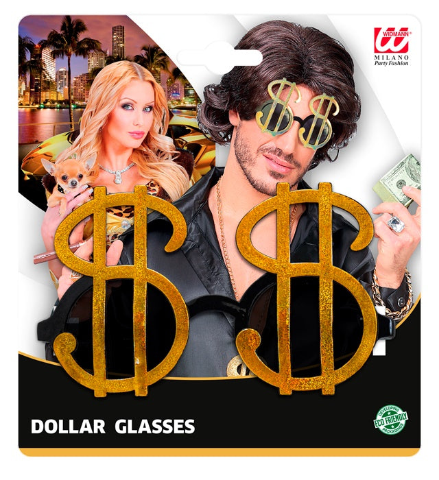 Dollarbrille mit Dollarzeichen für Fasnacht und Karneval