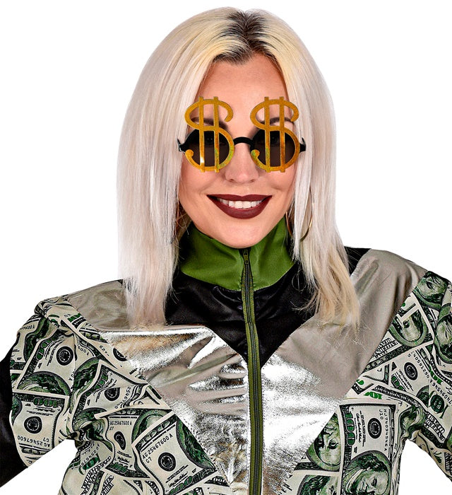 Dollarbrille mit Dollarzeichen für Fasnacht und Karneval